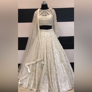 Glamorous Ivory Pearly Lehenga 🤍